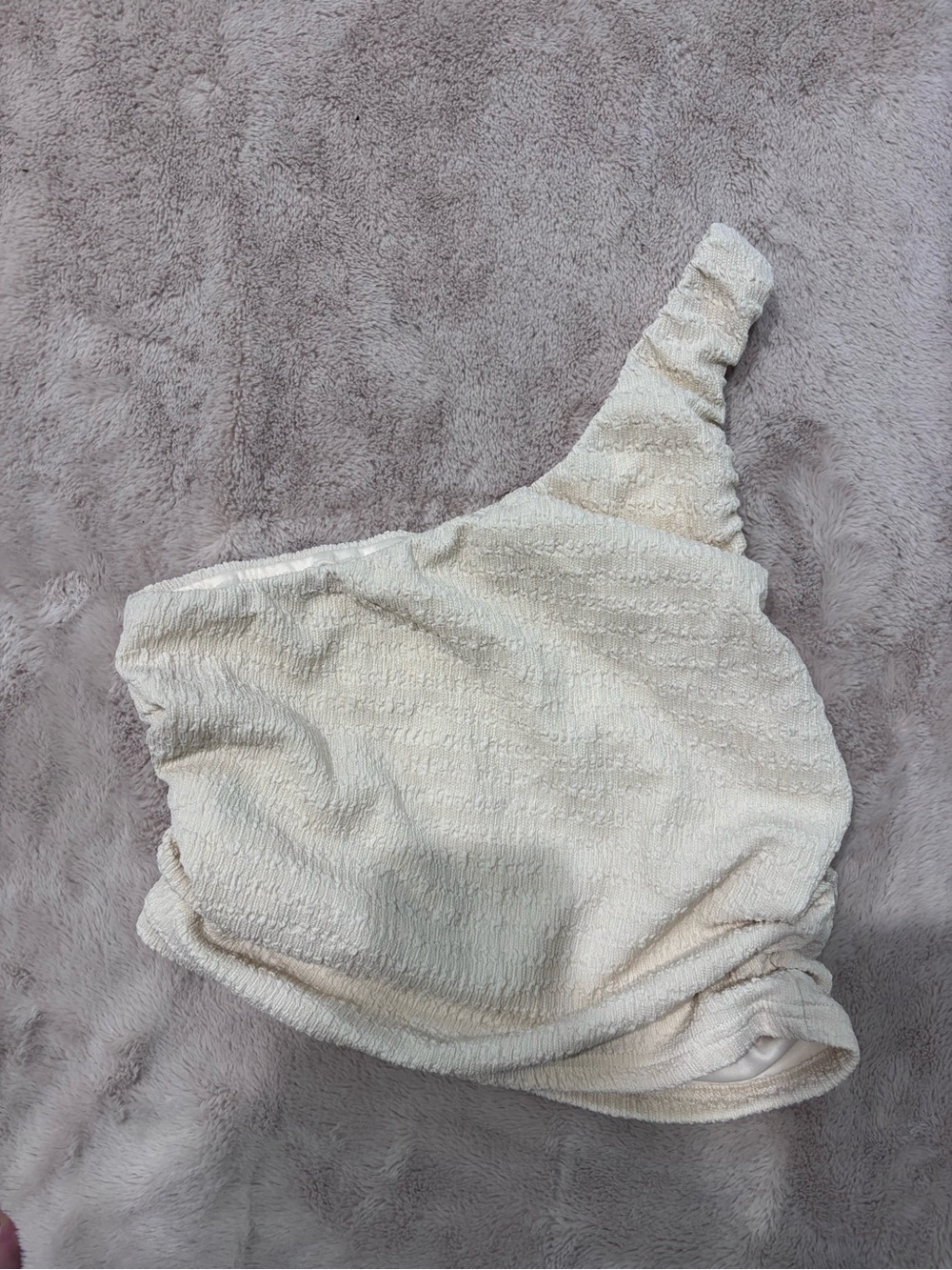 SHEIN Cream One-Shoulder Ruched Bralette
